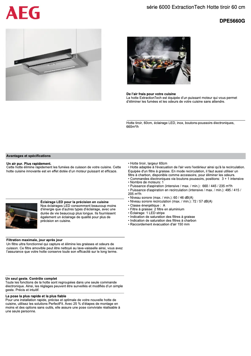 Page n°1 - Fiche technique AEG DPE5660G