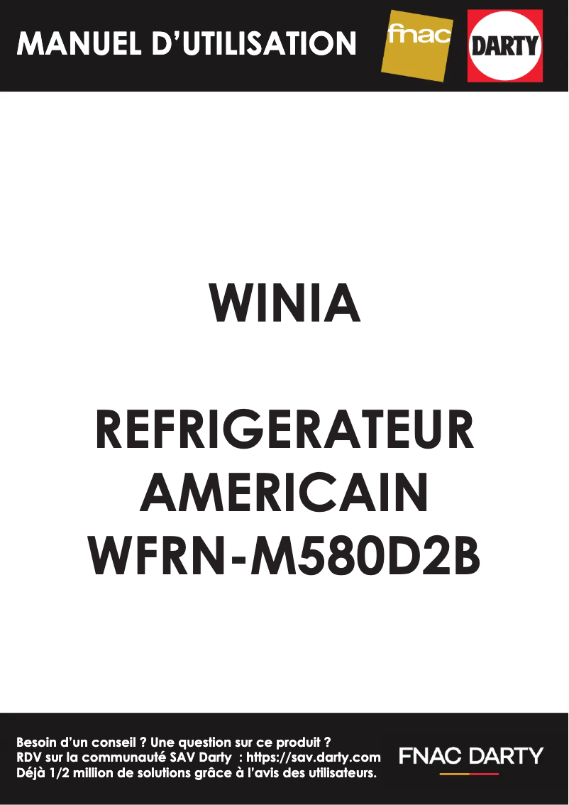 Page 1 de la notice Manuel utilisateur Winia WFRN-M580D2B