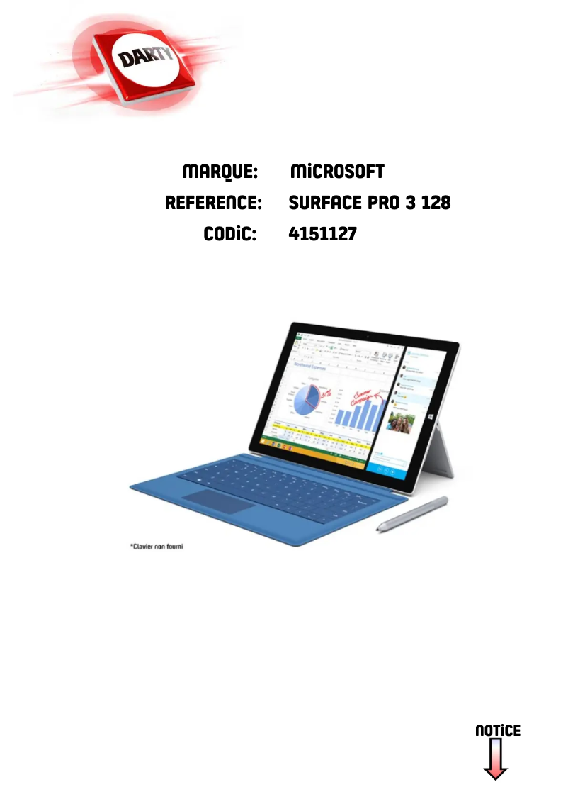 Page 1 de la notice Manuel utilisateur Microsoft Surface Pro 3
