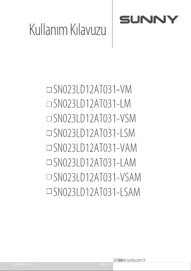 Page 1 de la notice Manuel utilisateur Sunny SN023LD12AT031-VM