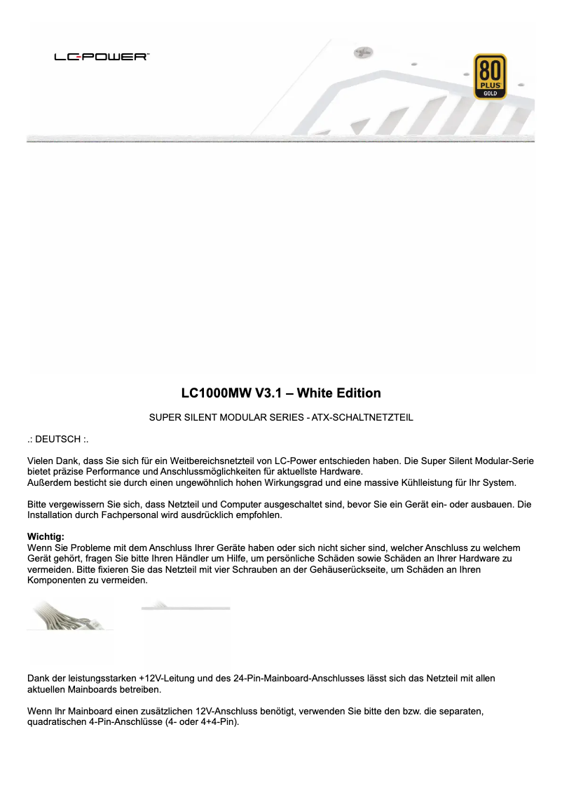 Page n°1 - Manuel utilisateur LC-Power LC1000MW V3.1