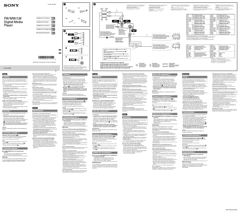 Page 1 de la notice Guide d'installation Sony DSX-A60BT