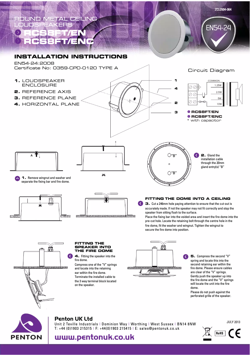 Page n°1 - Manuel utilisateur Penton RCS8FT/ENC