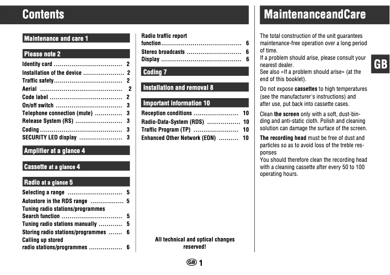 Image de la première page du manuel de l'appareil WKC 1704 RDS