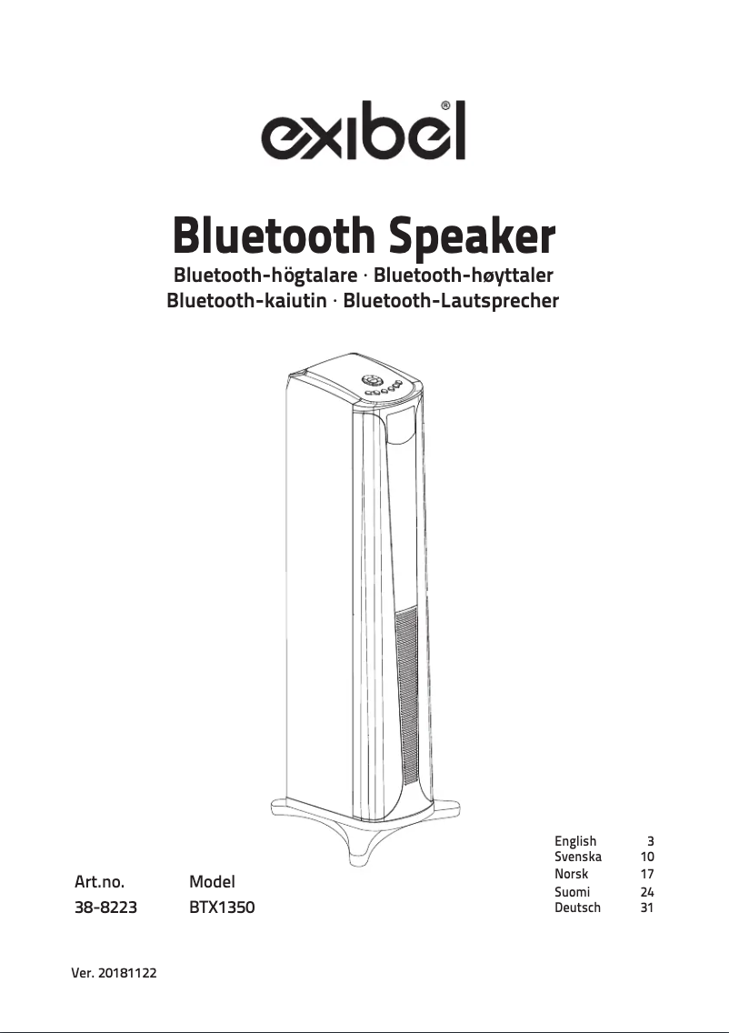 Page 1 de la notice Manuel utilisateur Exibel BTX1350