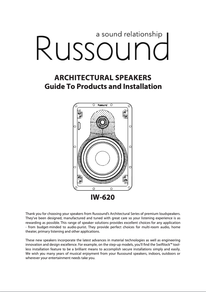 Page n°1 - Manuel utilisateur Russound IW-620