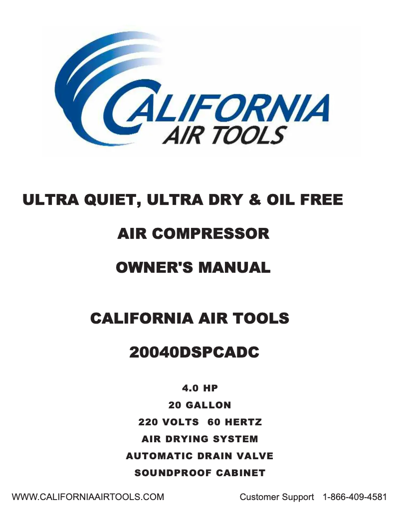 Page n°1 - Manuel utilisateur California Air Tools 20040DSPCADC