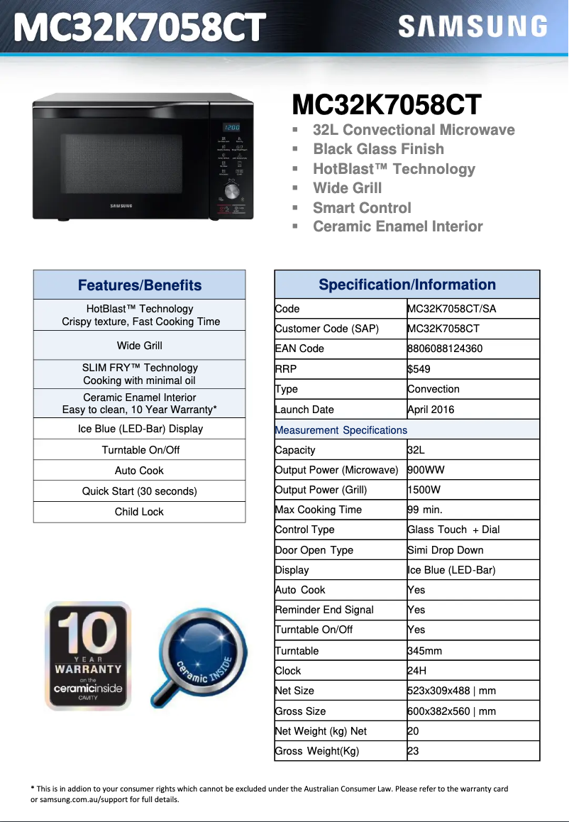Image de la première page du manuel de l'appareil MC32K7058CT