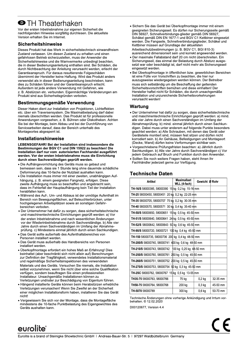 Page 1 de la notice Manuel utilisateur Eurolite TH-150