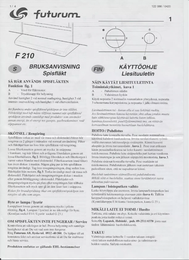 Page n°1 - Manuel utilisateur Futurum F210