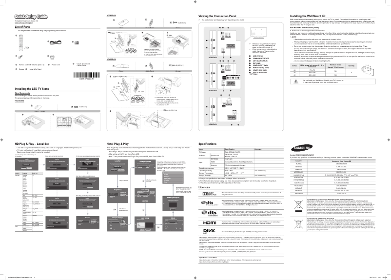 Page n°1 - Guide de démarrage rapide Samsung HG24ED450AW