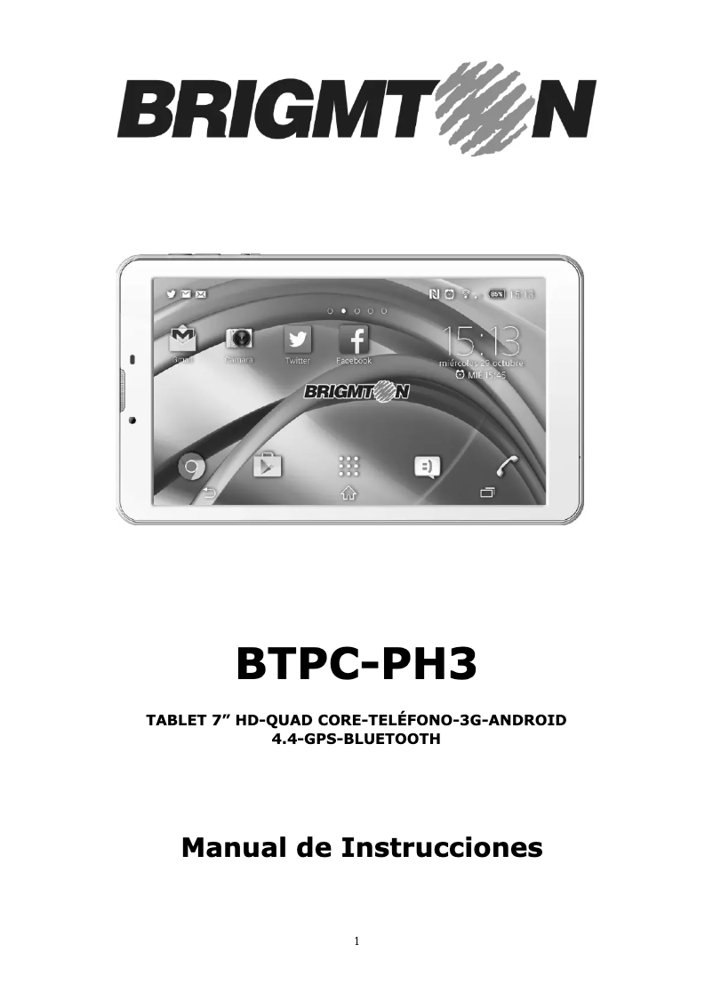 Page 1 de la notice Manuel utilisateur Brigmton BTPC-PH3