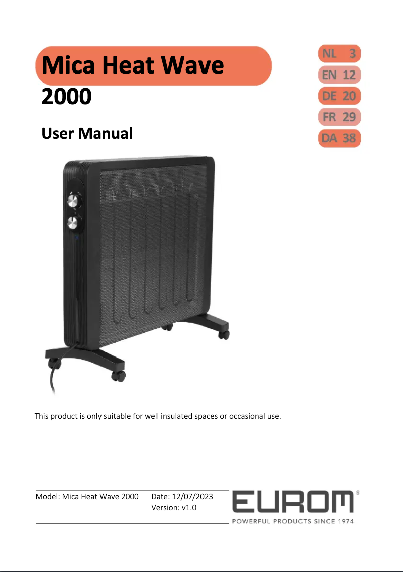 Page n°1 - Manuel utilisateur Eurom Mica Heat Wave 2000