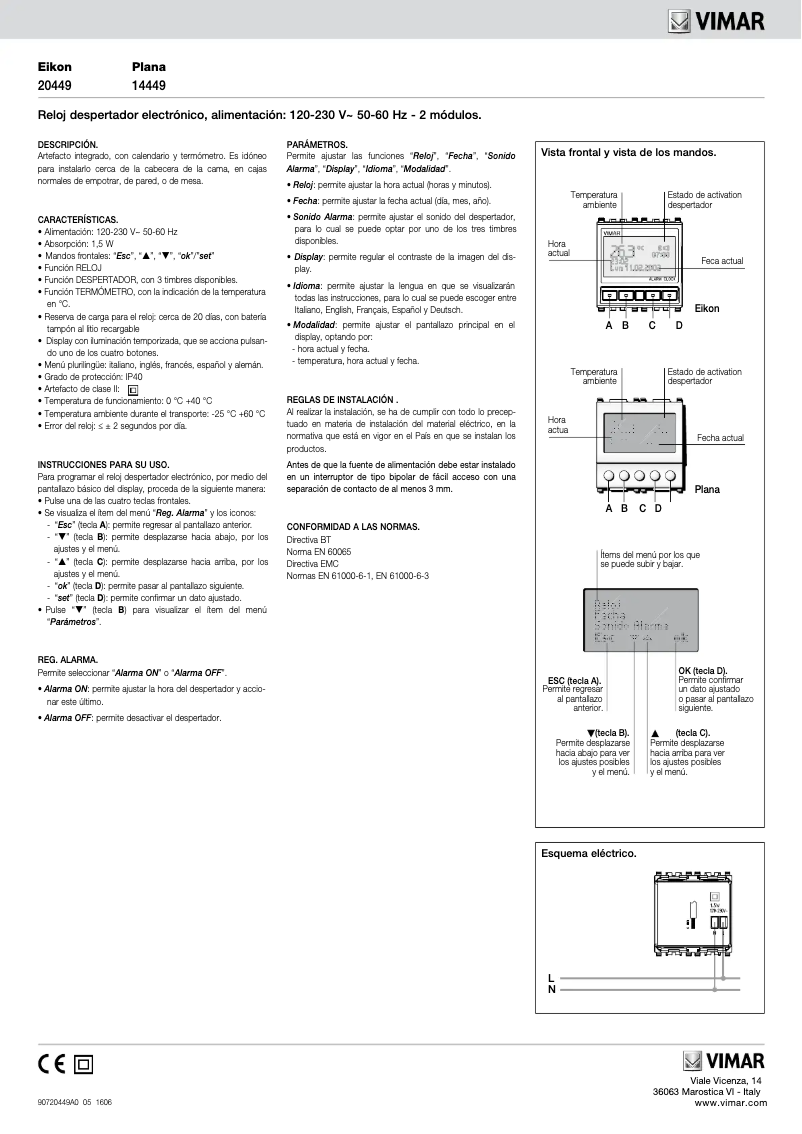 Page n°1 - Manuel utilisateur Vimar 14449.SL