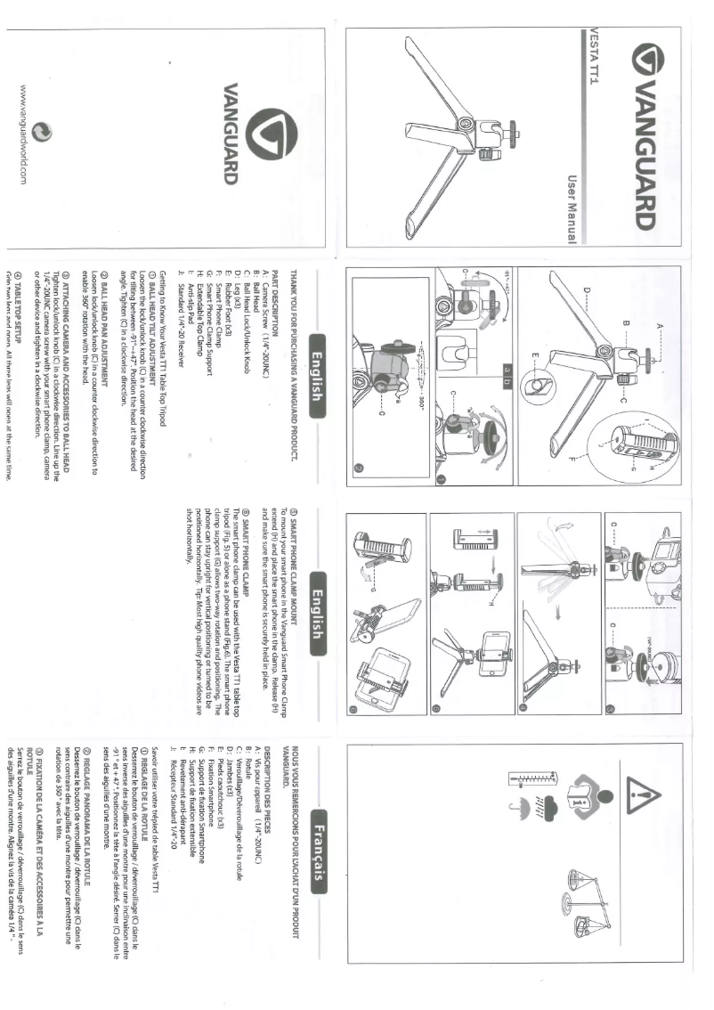 Page 1 de la notice Manuel utilisateur Vanguard VESTA TT1