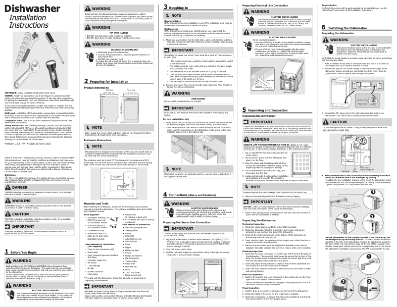 Page n°1 - Guide d'installation Frigidaire FFBD1831US