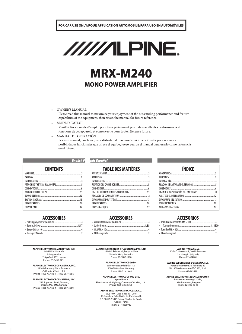 Page 1 de la notice Manuel utilisateur Alpine MRX-M240