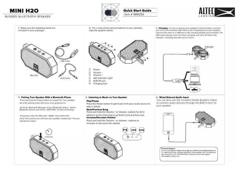 Page 1 de la notice Manuel utilisateur Altec Lansing Mini H2O