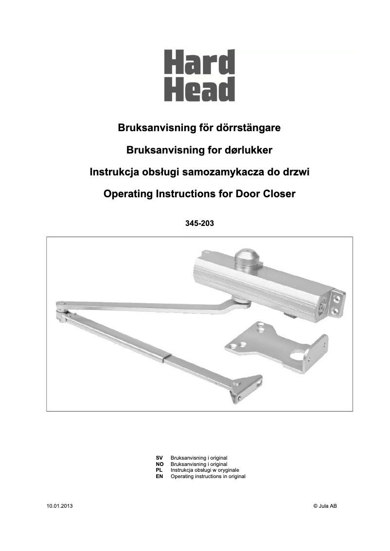 Page n°1 - Manuel utilisateur Hard Head 345-203