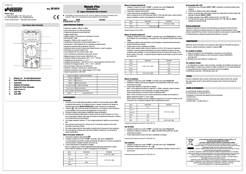 Image de la première page du manuel de l'appareil VE 501E