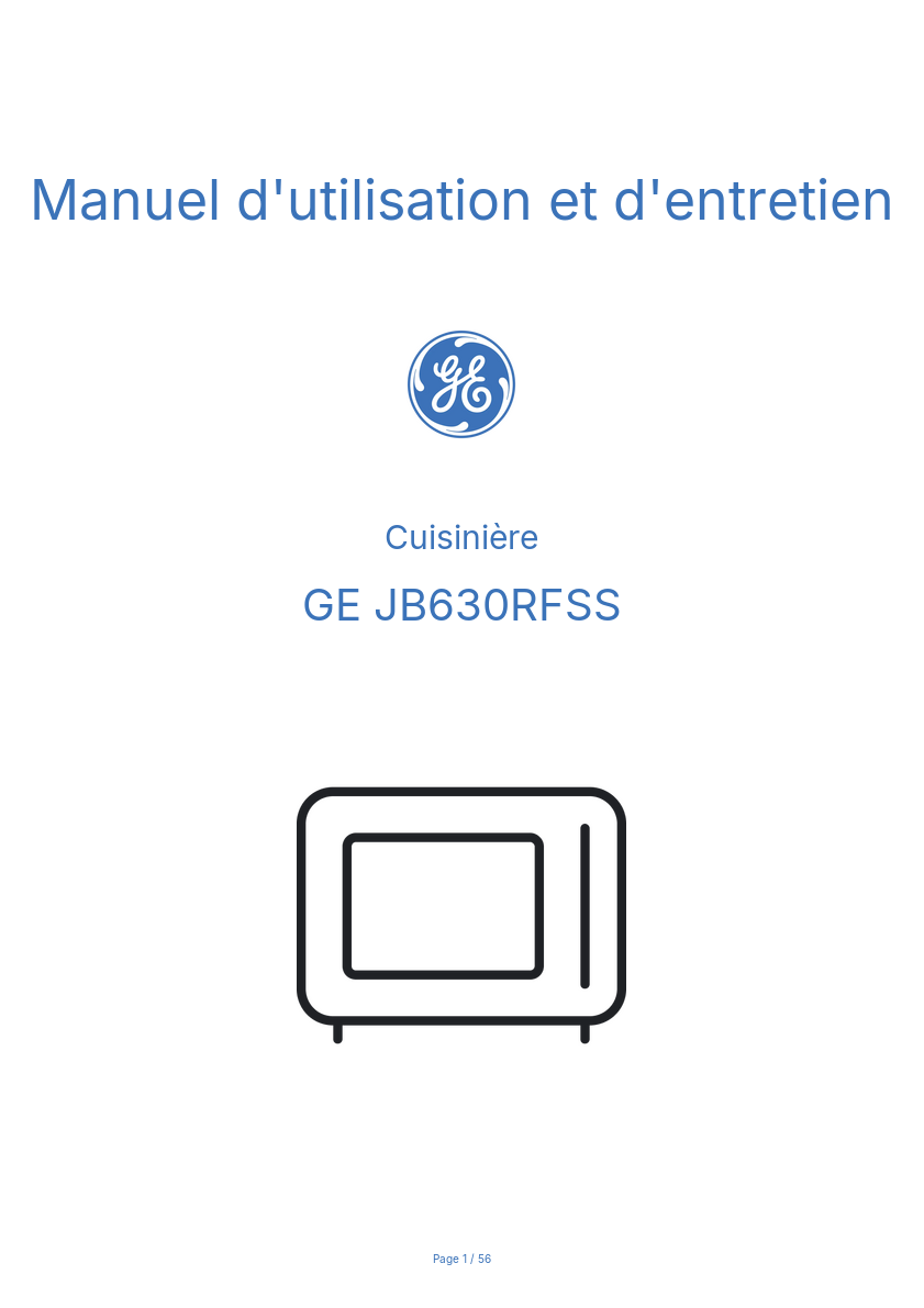 Image de la première page du manuel de l'appareil JB630RFSS