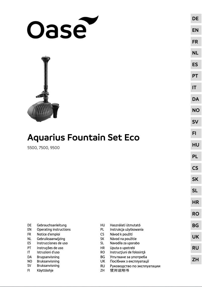 Page 1 de la notice Manuel utilisateur Oase Aquarius Fountain Set Eco 5500