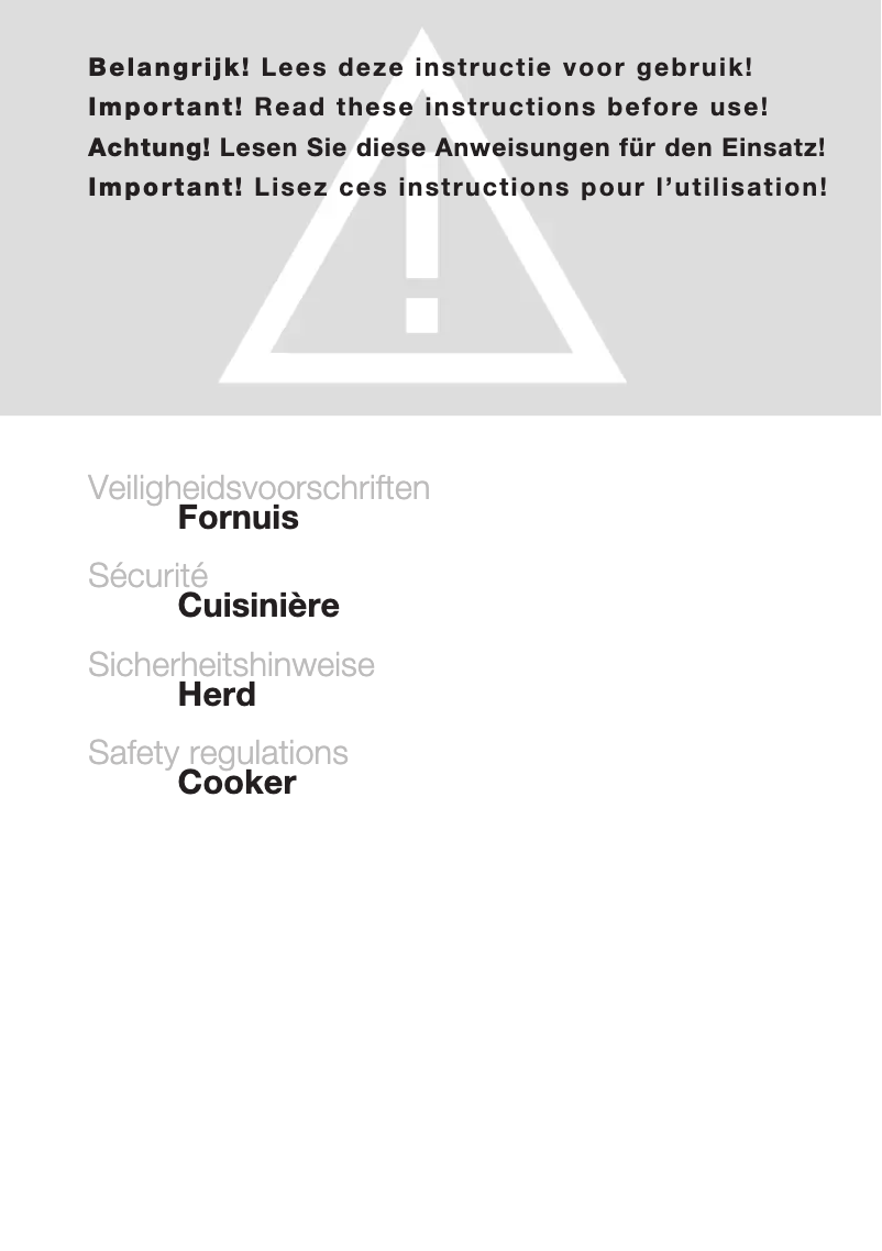 Page 1 de la notice Instructions de sécurité Atag FI9070E