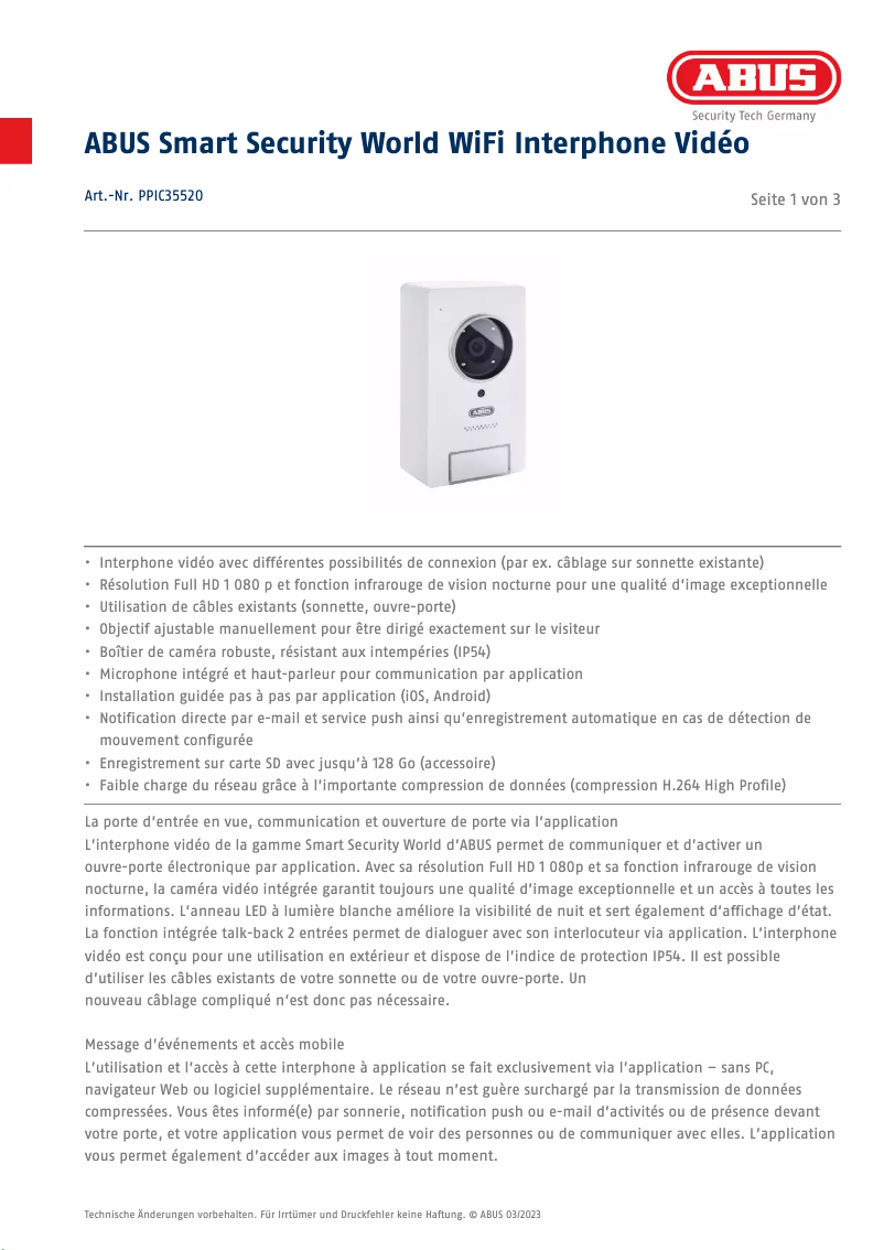 Image de la première page du manuel de l'appareil PPIC35520