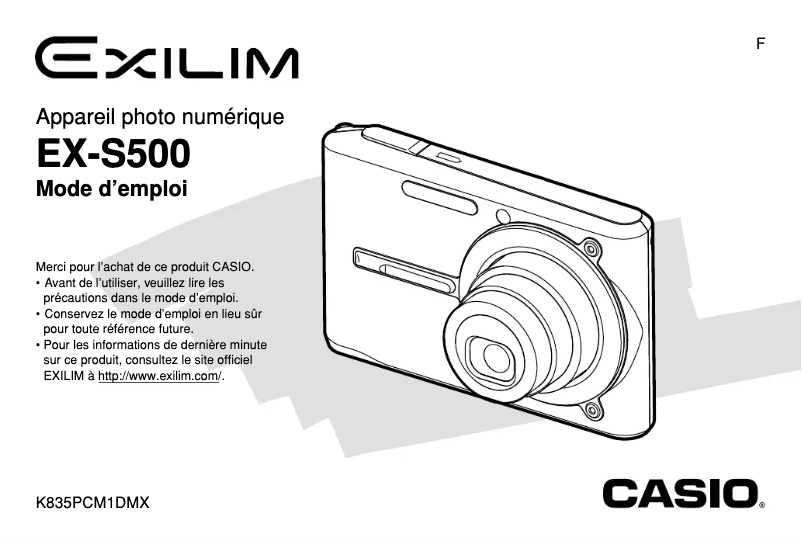 Page 1 de la notice Manuel utilisateur Casio Exilim EX-S500