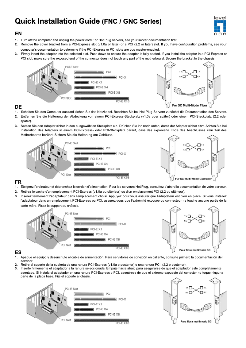 Page 1 de la notice Fiche technique LevelOne GNC-0113