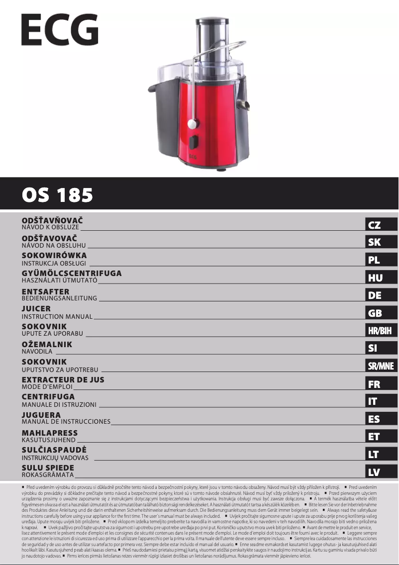 Page 1 de la notice Manuel utilisateur ECG OS 185