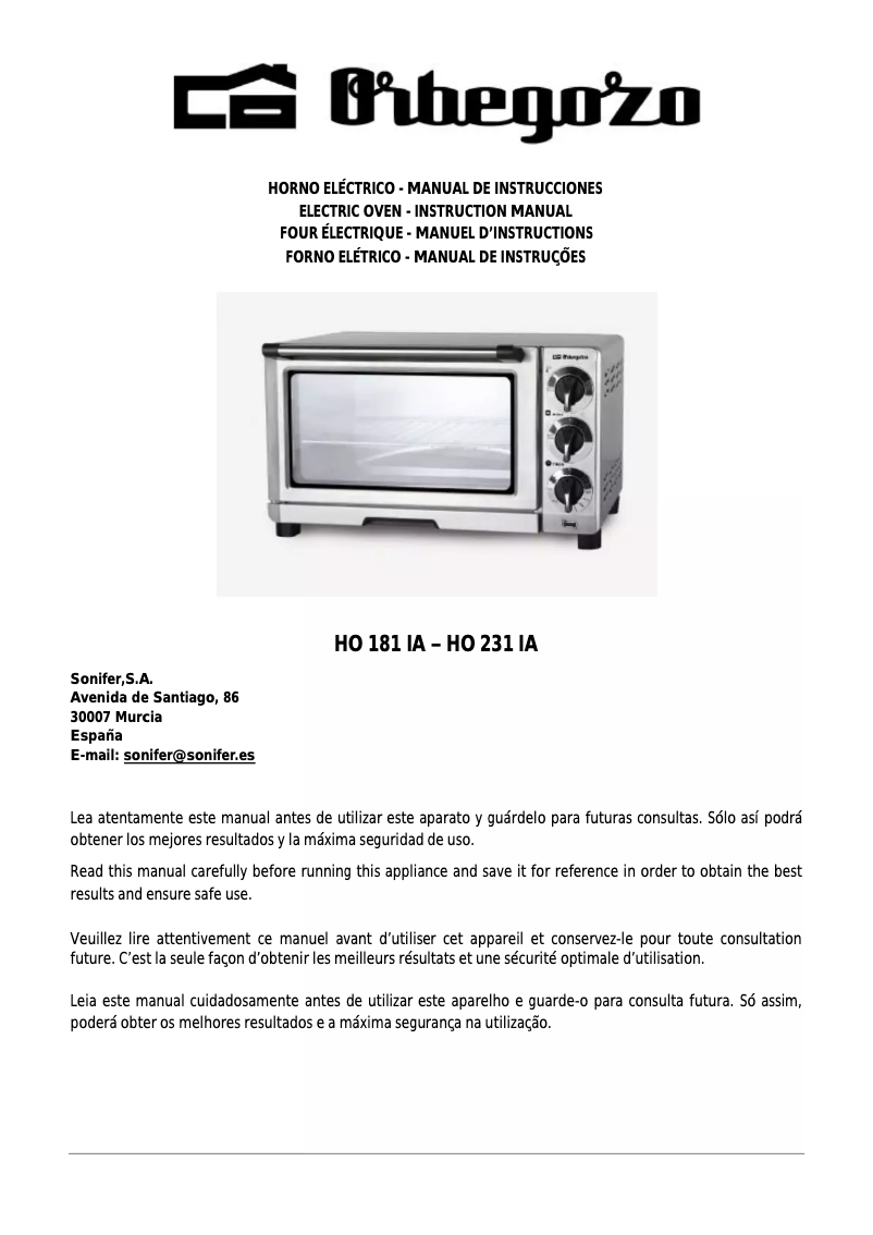 Image de la première page du manuel de l'appareil HO 181 IA