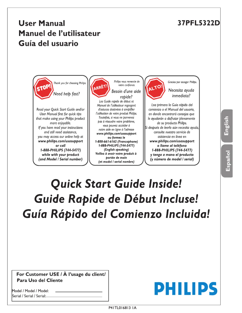 Image de la première page du manuel de l'appareil 37PFL5322D