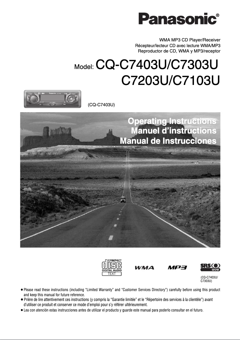 Image de la première page du manuel de l'appareil CQ-C7303U