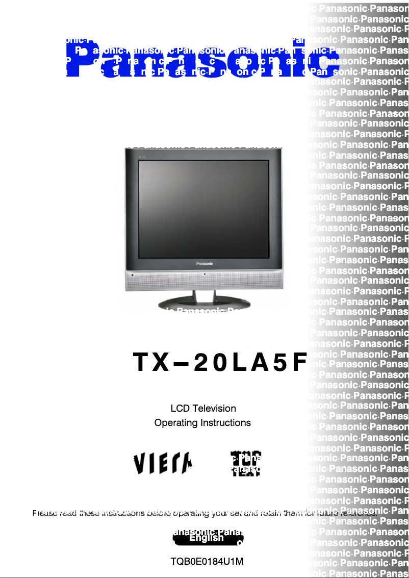 Image de la première page du manuel de l'appareil Viera TX-20LA5F