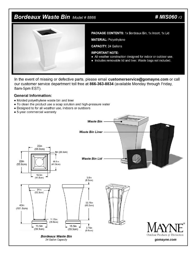 Page n°1 - Manuel utilisateur Mayne Bordeaux 8866