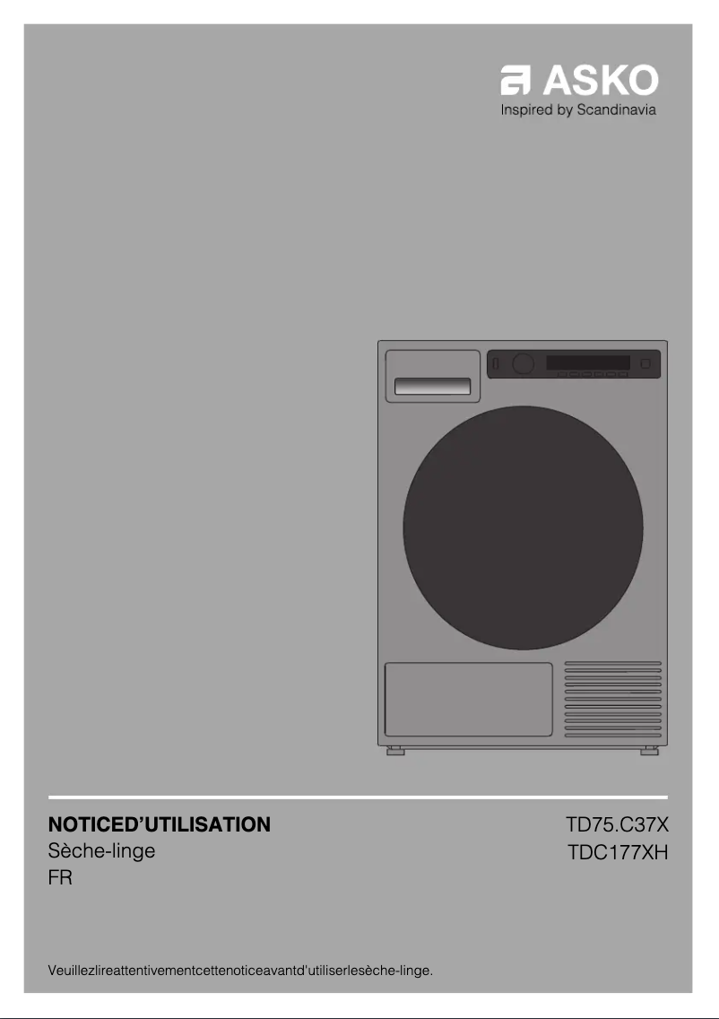 Page 1 de la notice Manuel utilisateur Asko TDC1771H.T