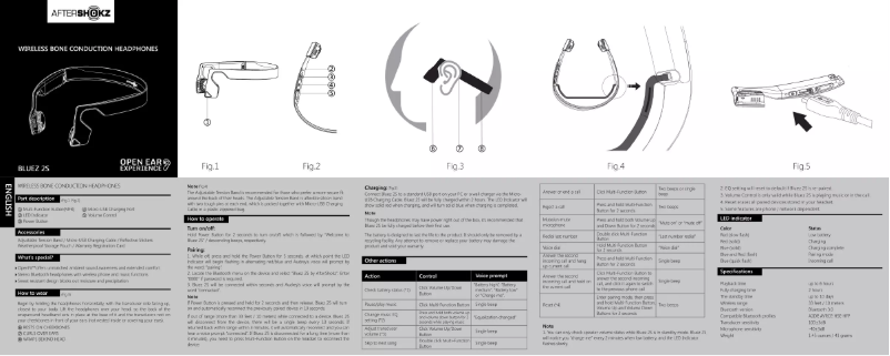 Page n°1 - Manuel utilisateur Aftershokz Bluez 2S