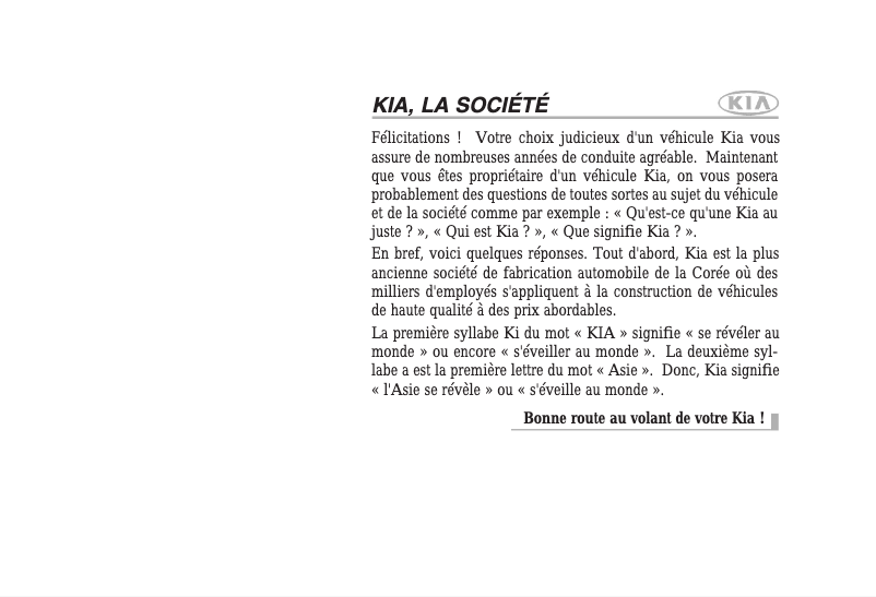 Page 1 de la notice Manuel utilisateur Kia Spectra5 (2008)