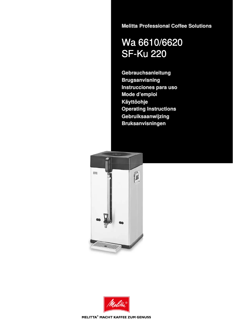 Page n°1 - Manuel utilisateur Melitta Cafina XT180
