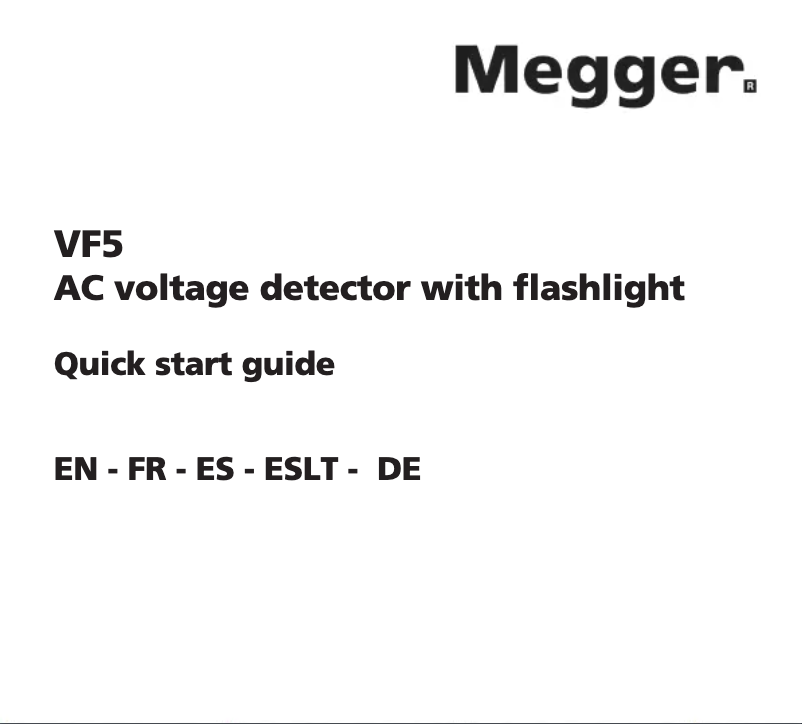 Page n°1 - Manuel utilisateur Megger VF6