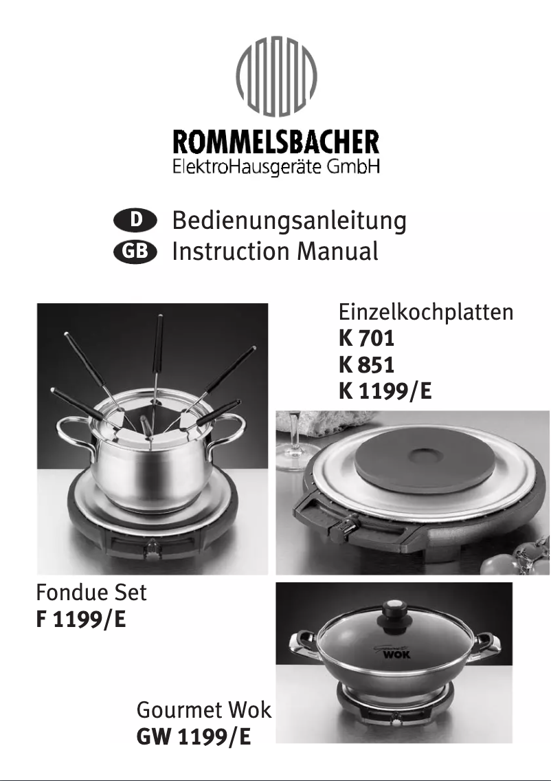 Page n°1 - Manuel utilisateur Rommelsbacher GW 1199 E