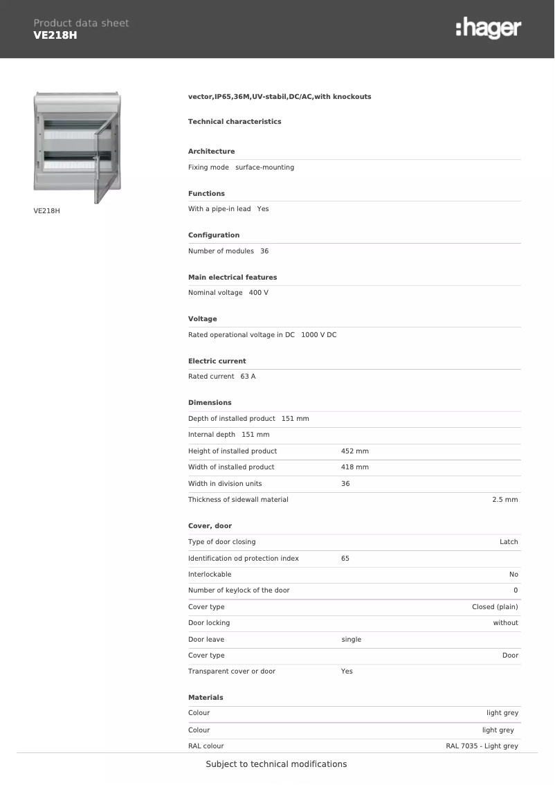 Image de la première page du manuel de l'appareil VE218H