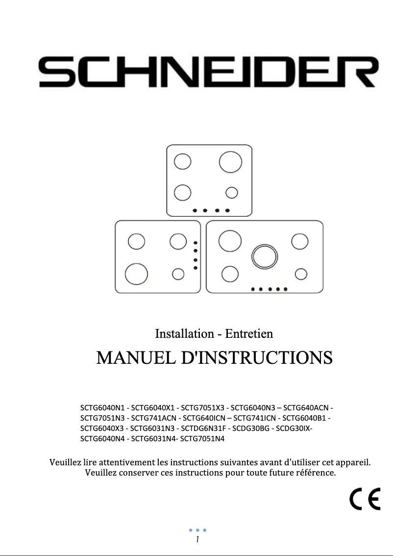 Page 1 de la notice Manuel utilisateur Schneider SCTG6040N1