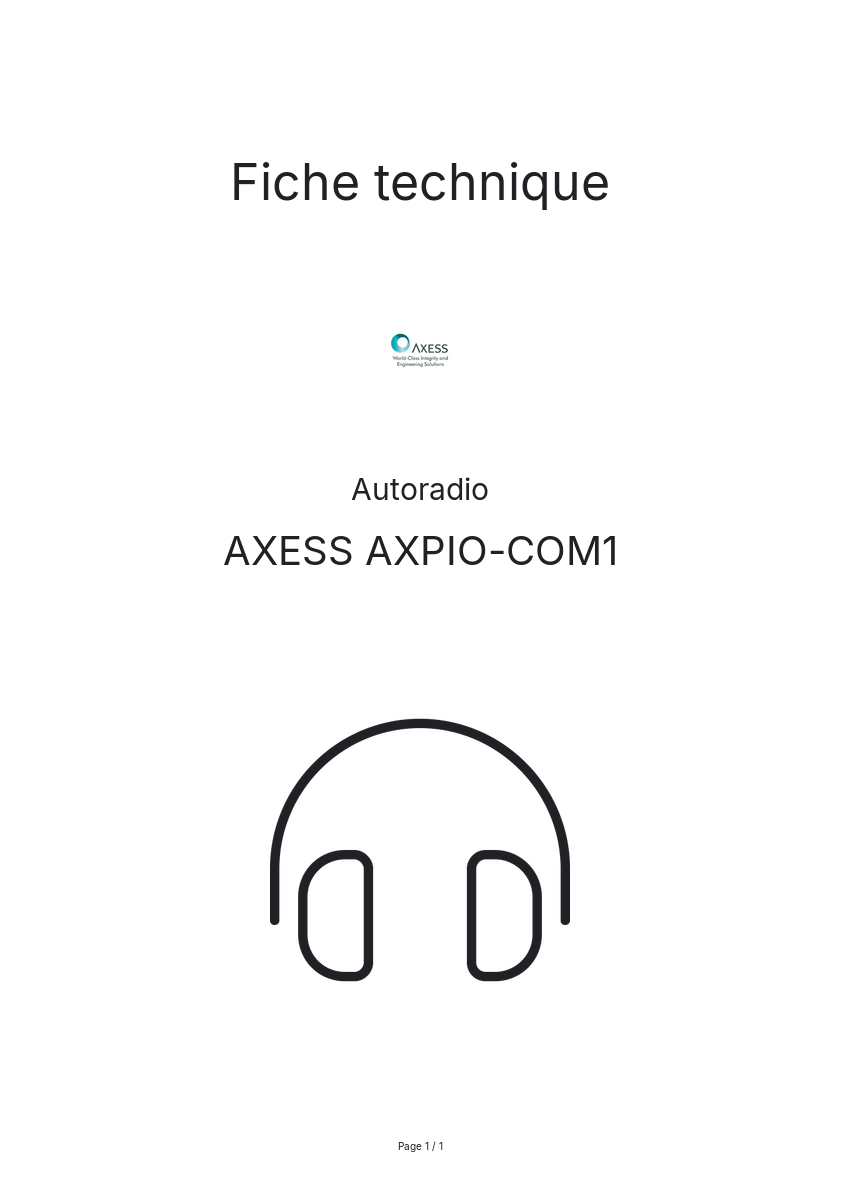 Image de la première page du manuel de l'appareil AXPIO-COM1