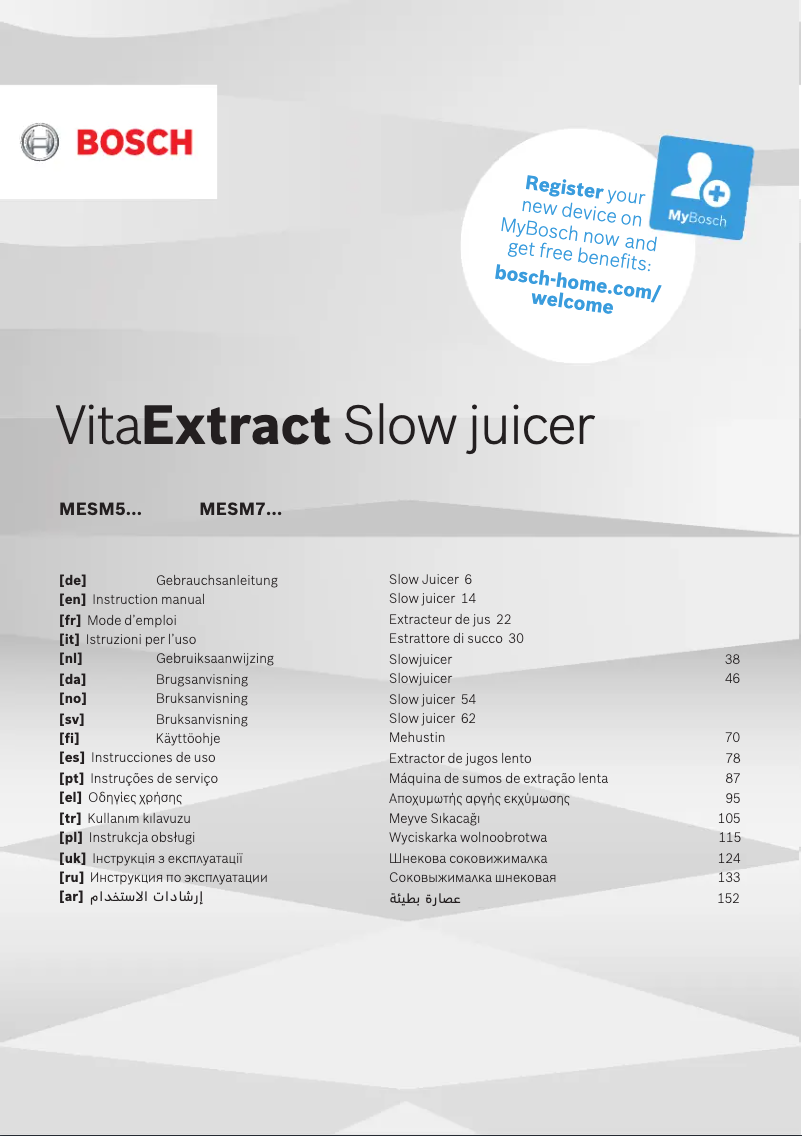 Página 1 del manual Manual de usuario Bosch VitaExtract MESM731M