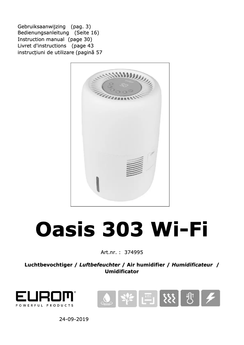 Page n°1 - Manuel utilisateur Eurom Oasis 303