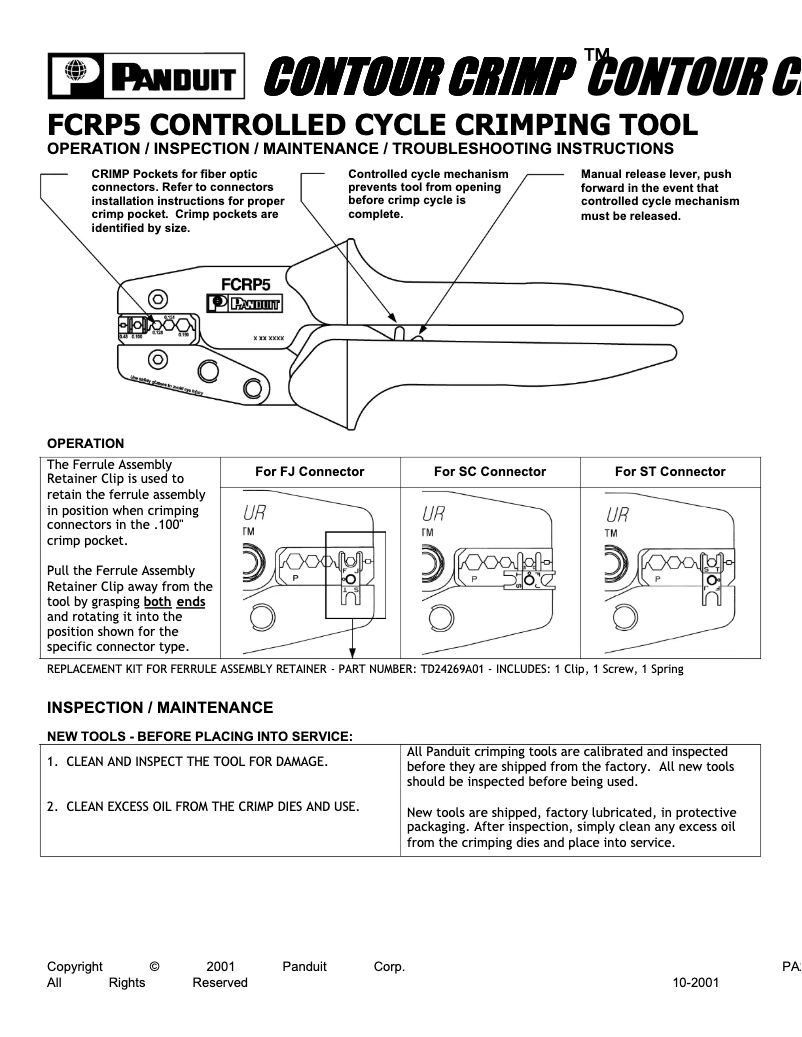 Page n°1 - Manuel utilisateur Panduit FCRP5