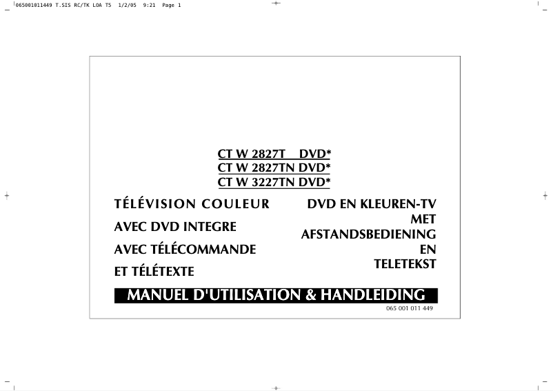 Page 1 de la notice Manuel utilisateur Finlux CTW3227TN DVD
