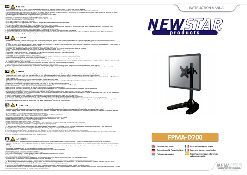 Page 1 de la notice Manuel utilisateur Newstar FPMA-D700